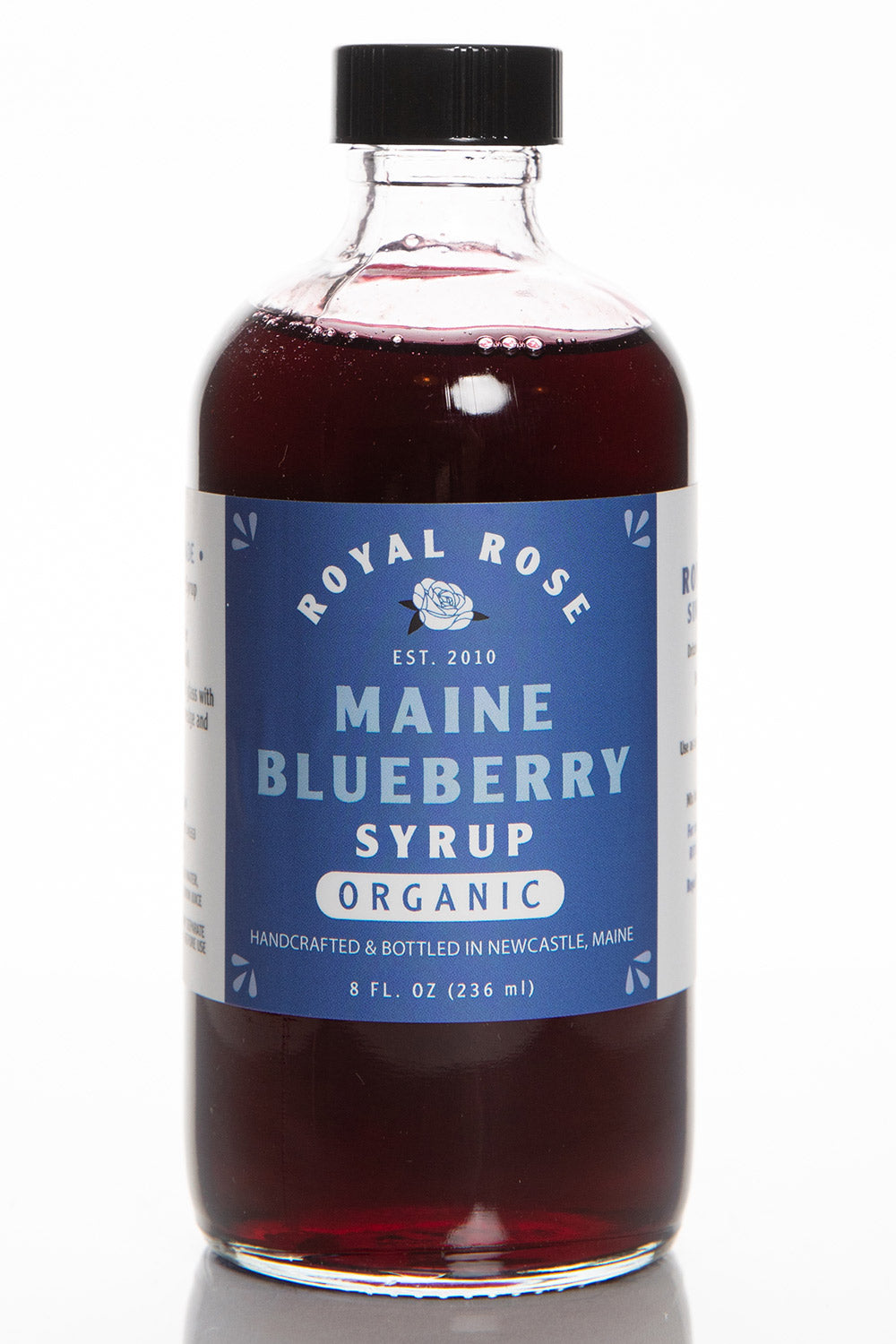 Royal Rose Maine Blueberry Syrup 8oz Front View of Label